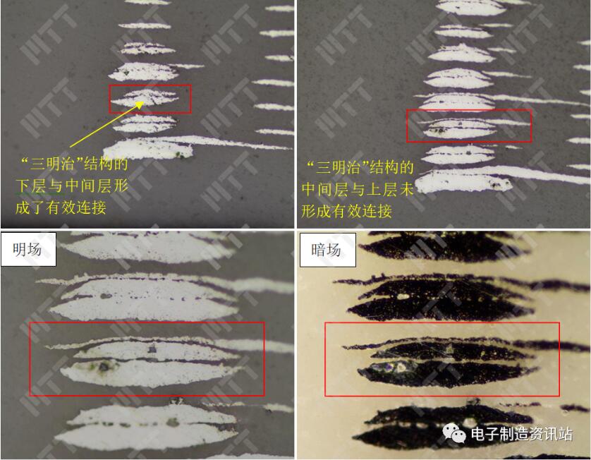 NG样品研磨过程，关注从下到上第5层与第6层连接